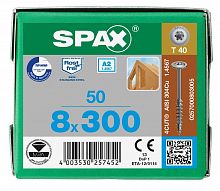 Spax 8x300 мм 0257000803005 (50 шт/упак.) - нержавейка А2, тарельчатая головка T-30