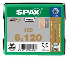 Spax 6*120 регулировочный 0161010601205 (100 шт), Wirox, T30 EAN 4003530260582