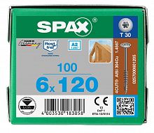 Spax 6x120 мм 0257000601205 (100 шт/упак.) - нержавейка А2, тарельчатая головка T-30