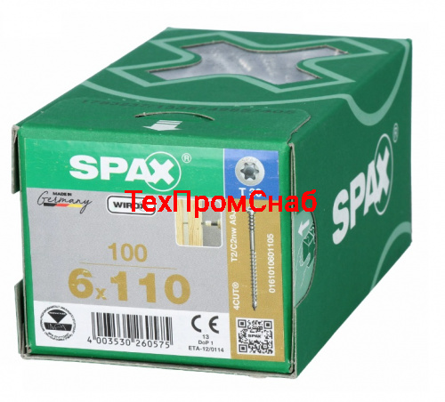 Spax 6*110 регулировочный 0161010601105 (100 шт), Wirox, T30 EAN 4003530260575 фото 2