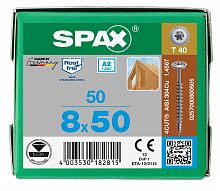 Spax 8x50 мм 0257000800505 (50 шт/упак.) - нержавейка А2, тарельчатая головка T-30